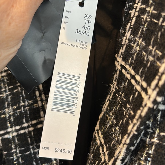 NEW Elie Tahari Silver Sparkle Threading Plaid Blazer - Picture 5 of 7